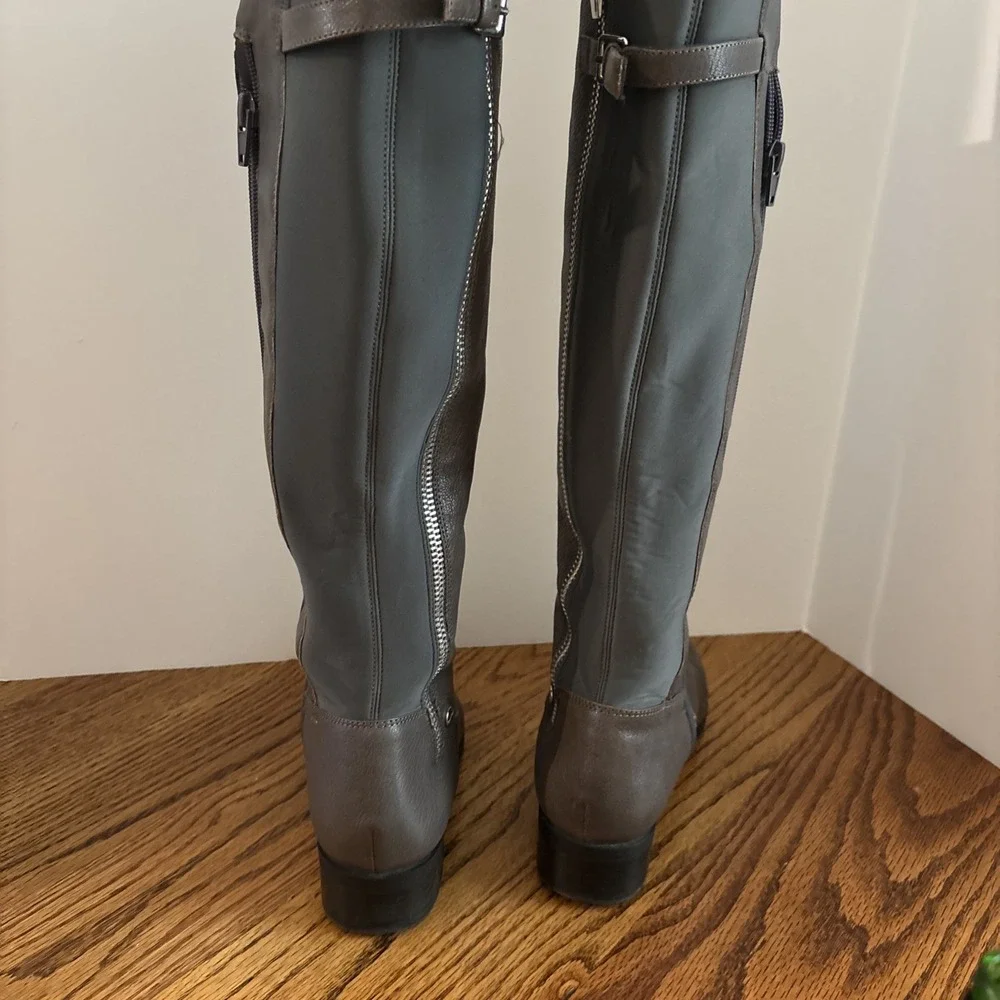 Women's Gray Leather Calvin Klein Over The Knee Boots Size 9